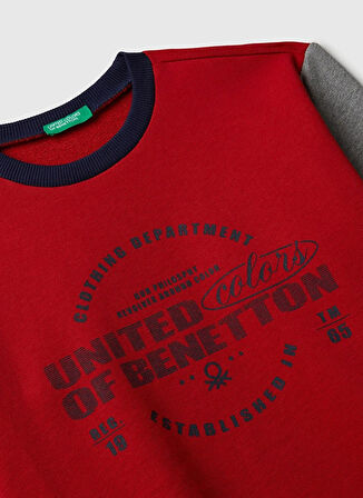 Benetton Baskılı Erkek Çocuk Kırmızı - Gri Sweatshırt 3J68C10PZ