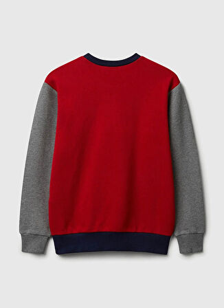 Benetton Baskılı Erkek Çocuk Kırmızı - Gri Sweatshırt 3J68C10PZ