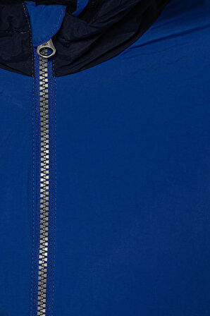 Erkek Bebek Mavi Astarlı Kapüşonlu Yağmurluk