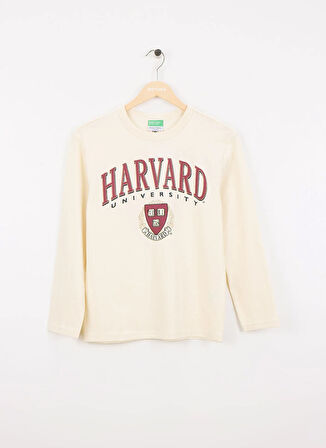 Benetton Baskılı Krem Erkek Çocuk T-Shirt 3IVWC10PW