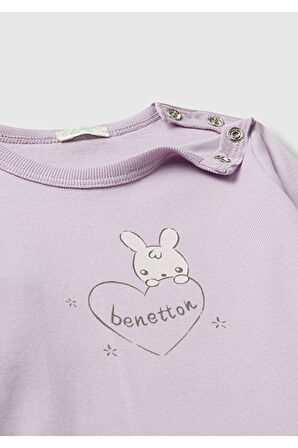 Benetton Yenidoğan Lila Uzun Tshırt