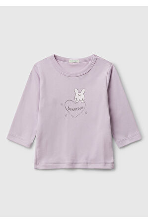 Benetton Yenidoğan Lila Uzun Tshırt