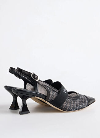 Siyah Deri  Kadın Topuklu Ayakkabı