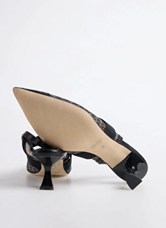 Siyah Deri  Kadın Topuklu Ayakkabı