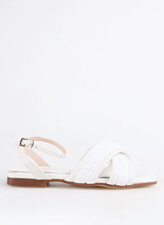 Beyaz Deri  Kadın Sandalet