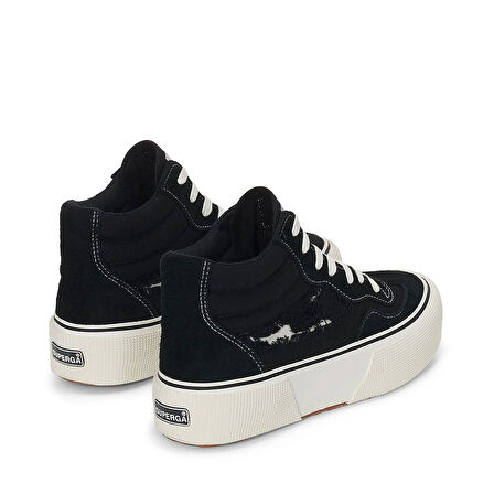 Superga 3141 REVOLLEY MID RIPPED Kadın Siyah Sneaker S6126TW-A6M 