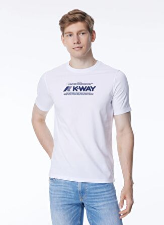 K-Way Bisiklet Yaka Beyaz Erkek T-Shirt K4125DW_ODOM TYPO