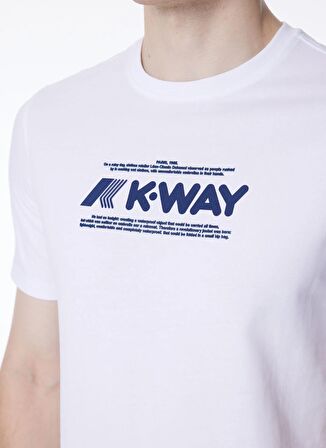 K-Way Bisiklet Yaka Beyaz Erkek T-Shirt K4125DW_ODOM TYPO