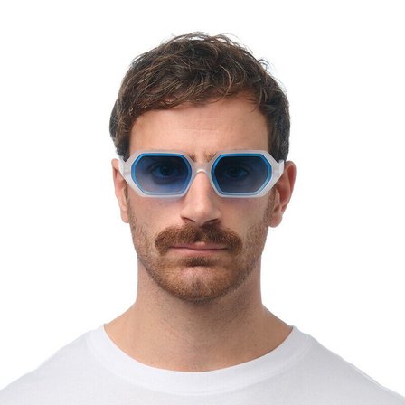 Okkia Andrea Altıgen Unisex Güneş GözlüğüBeyaz / Lens : Mavi