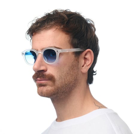 Okkia Milano Unisex Güneş Gözlüğü Transparan Beyaz / Lens: Mavi Gradyan