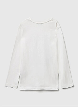 Benetton Baskılı Ekru Kız Çocuk T-Shirt 35RYC10QE