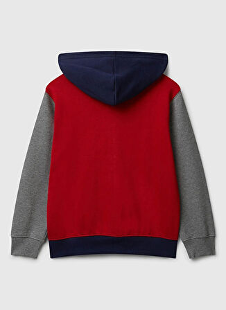 Benetton Nakışlı Erkek Çocuk Kırmızı - Gri Sweatshırt 3J68C505C