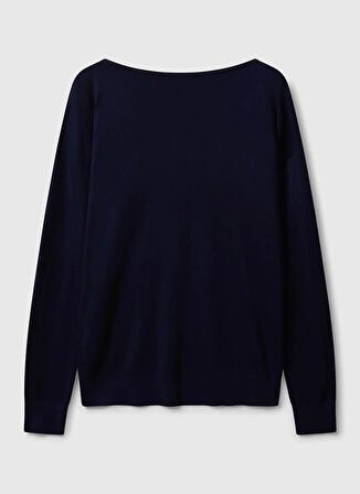 Benetton Kayık Yaka Normal Lacivert Kazak Kadın 103VD10AV