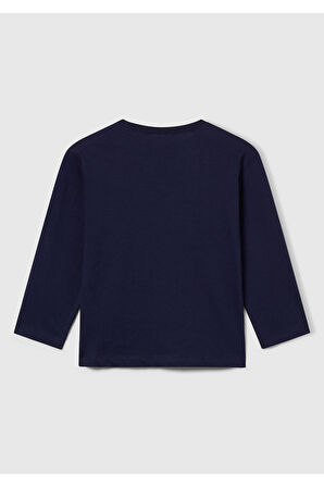 Erkek Çocuk Çok Renkli Logo Baskılı Bisiklet Yaka Uzun Kollu T-Shirt