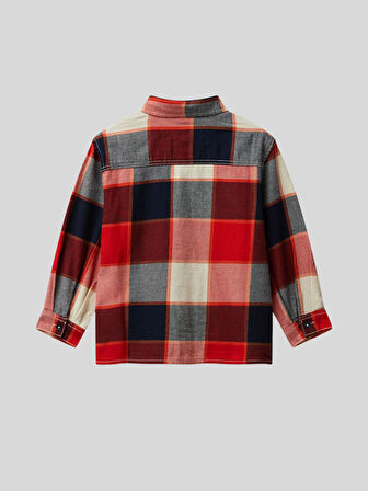 Benetton Erkek Çocuk Ekose Gömlek 1-6 Yaş Kırmızı