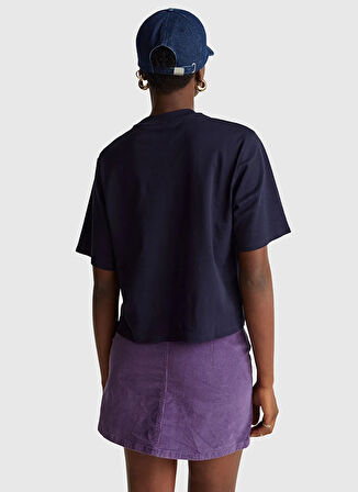 Benetton Bisiklet Yaka Lacivert Kadın T-Shirt 3DCJD10B9