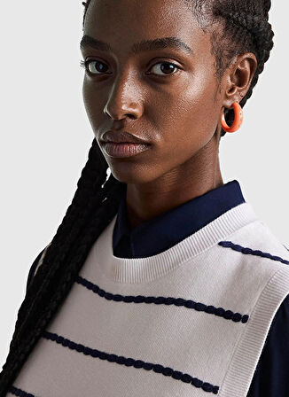 Benetton Bisiklet Yaka Normal Ekru-Gri Kazak Kadın 104ME10EC