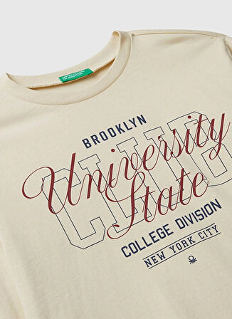 Benetton Baskılı Krem Erkek Çocuk T-Shirt 35RYC10QQ