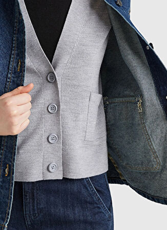 Benetton Oversized Koyu Mavi Kadın Ceket 296XDN07R