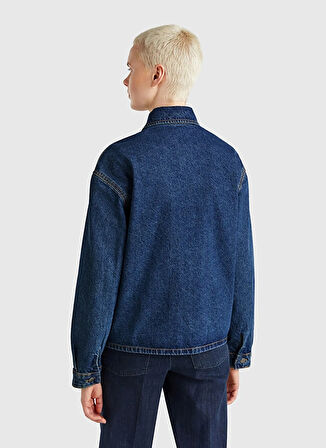 Benetton Oversized Koyu Mavi Kadın Ceket 296XDN07R