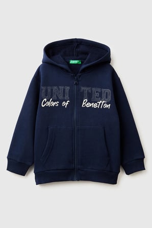Lacivert Erkek EK_Önü Logo Baskılı Fermuarlı Regular Fit Kapüşonlu Sweatshirt Model Kodu: 3EB5G5043252