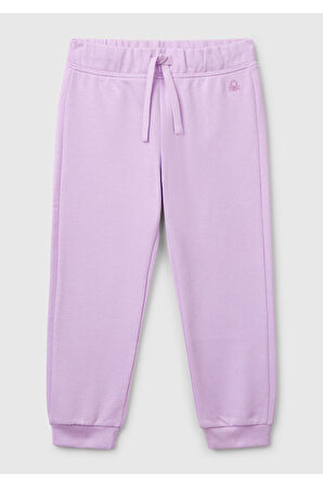 Kız Çocuk Lila Logo İşlemeli Eşofman Altı