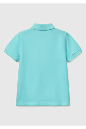 Erkek Çocuk Su Yeşili Logolu Pike Polo T-Shirt