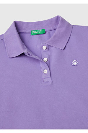 Kız Çocuk Mor Logolu Pike Polo T-Shirt