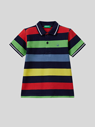 Benetton Erkek Çocuk Çizgili PoloTshirt 1-6 Yaş Lacivert