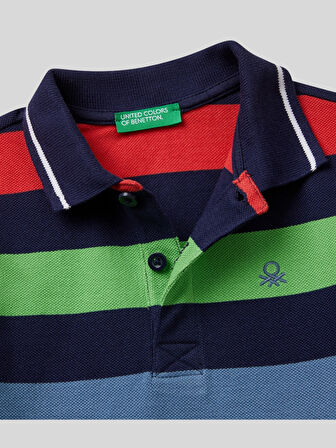Benetton Erkek Çocuk Çizgili PoloTshirt 1-6 Yaş Lacivert