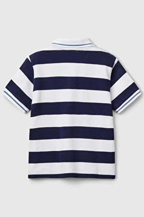 United Colors of Benetton Erkek Çocuk Çizgili Polo T shirt Lacivert 39QAG300V
