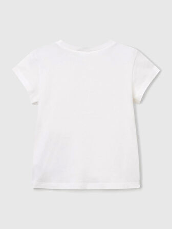 Benetton Kız Çocuk Figürlü Tshirt 1-6 Yaş Beyaz