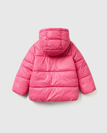 Kız Bebek Logo İşlemeli Kapüşonlu Mont