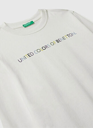 Benetton Baskılı Ekru Erkek Çocuk T-Shirt 3I1XC10Q3