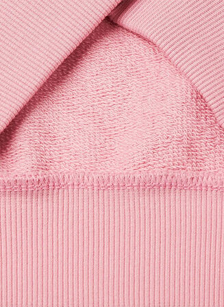 Kız Çocuk Pembe Mix Simli Benetton Logo İşlemeli Fermuarlı Sweatshirt
