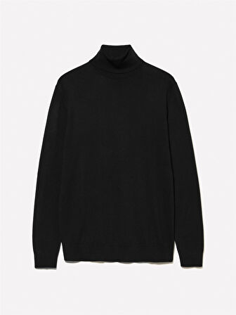 Koton Karışımlı Dik Yaka Kazak Erkek Siyah Kazak - 324A10F2S2244