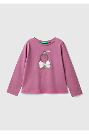 United Colors Of Benetton Kadın / Kız Pembe Tişört (Model Kodu: 3Atng10Ga )