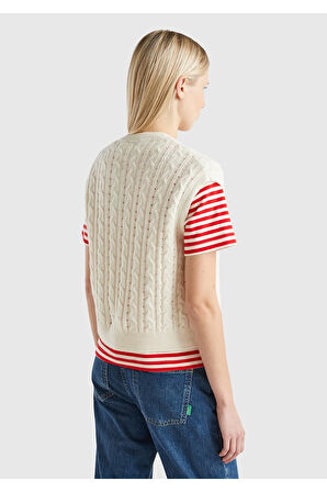 United Colors Of Benetton Kadın / Kız Krem Kazak (Model Kodu: 124A1244D4023 )