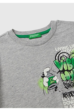 United Colors Of Benetton Erkek Gri Tişört (Model Kodu: 224A3I1Xg10Fc )