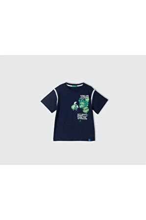 United Colors Of Benetton Erkek Lacivert Tişört (Model Kodu: 224A3I1Xg10Fc )