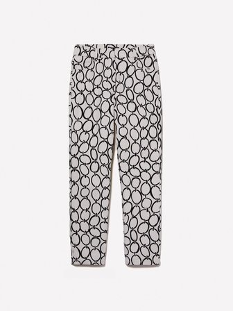 Pamuk Karışımlı 5 Cepli Baskılı Slim Fit Bilek Boy Pantolon Kadın Kırık Beyaz Mix Pantolon - 324A4ZJSLE03S