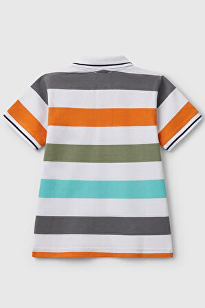 United Colors of Benetton Erkek Çocuk Çizgili Polo T shirt 39QAG300V