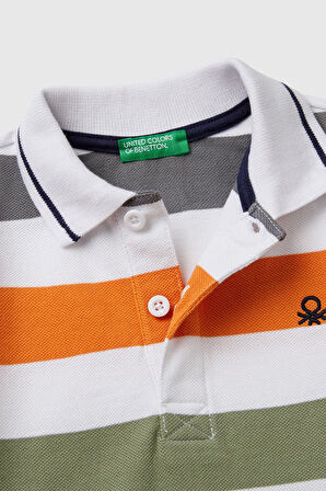 United Colors of Benetton Erkek Çocuk Çizgili Polo T shirt 39QAG300V