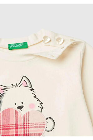 United Colors Of Benetton Kadın / Kız Ekru Tişört (Model Kodu: 3P4Zg10Fv )