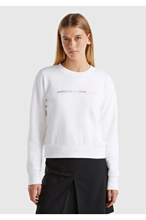 United Colors of Benetton Kadın Beyaz Sweatshırt Model Kodu: 124A3J68D107Z