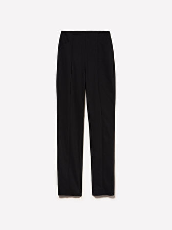 Pamuk Karışımlı Yandan Gizli Fermuarlı Yüksek Bel Pantolon Kadın Siyah Pantolon - 324A44IYLF05Q