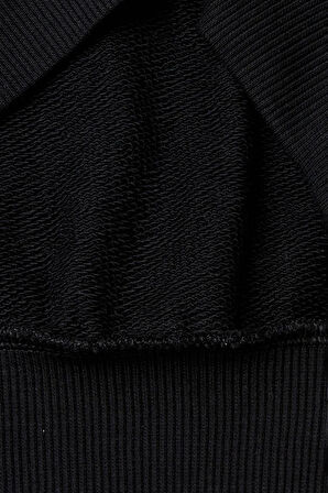 Kız Çocuk Pullu Bisiklet Yaka Sweatshirt - Siyah | 6-7