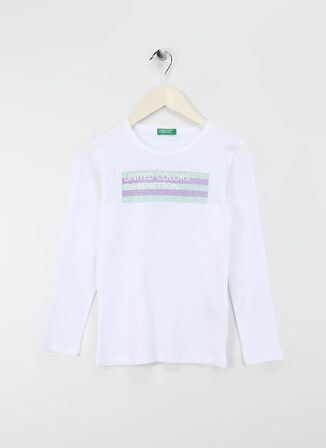 Benetton Beyaz Kız Çocuk T-Shirt 3I9WC10HA