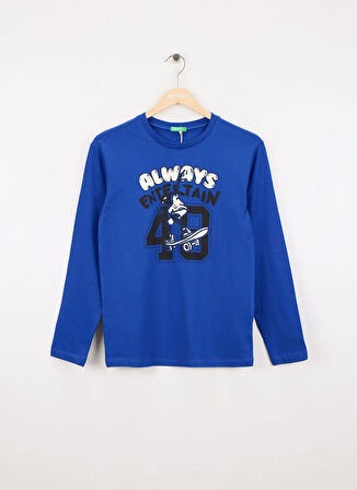 Benetton Baskılı Saks Erkek Çocuk T-Shirt 3JERC10QO