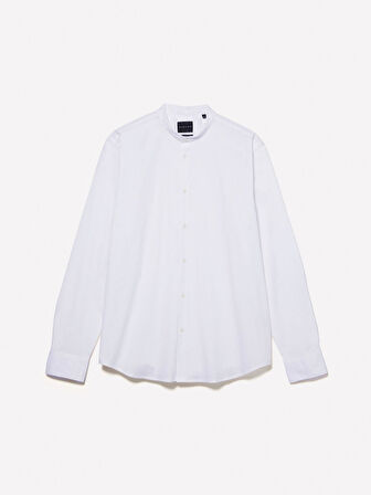 Pamuk Karışımlı Slim Fit Uzun Kollu Gömlek Erkek Beyaz Gömlek - 324A5CNXSQ032